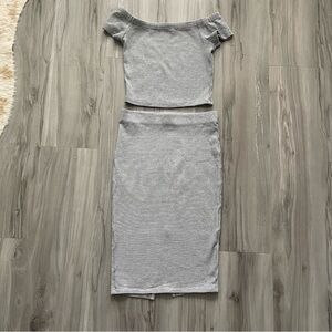Zara Gray Off-Shoulder Top and Skirt Set